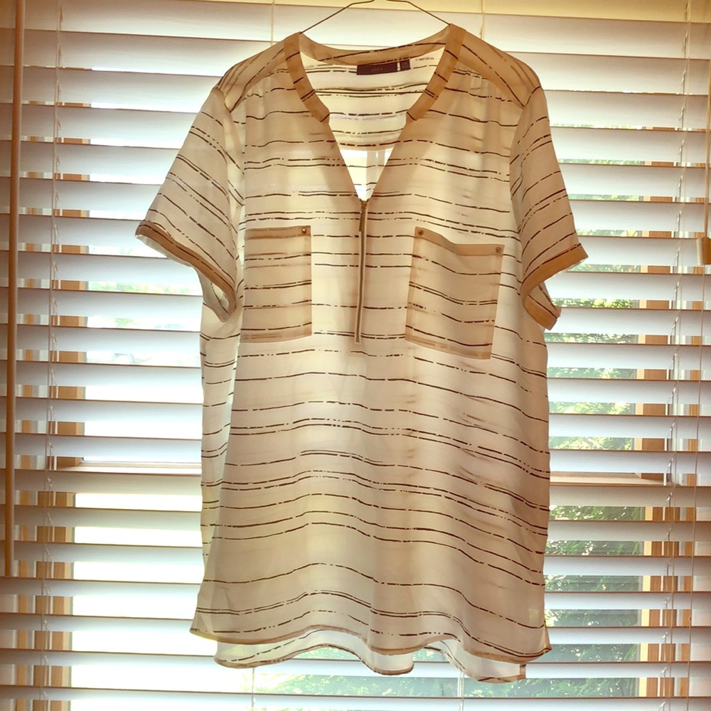 White shirt with black stripped shirt